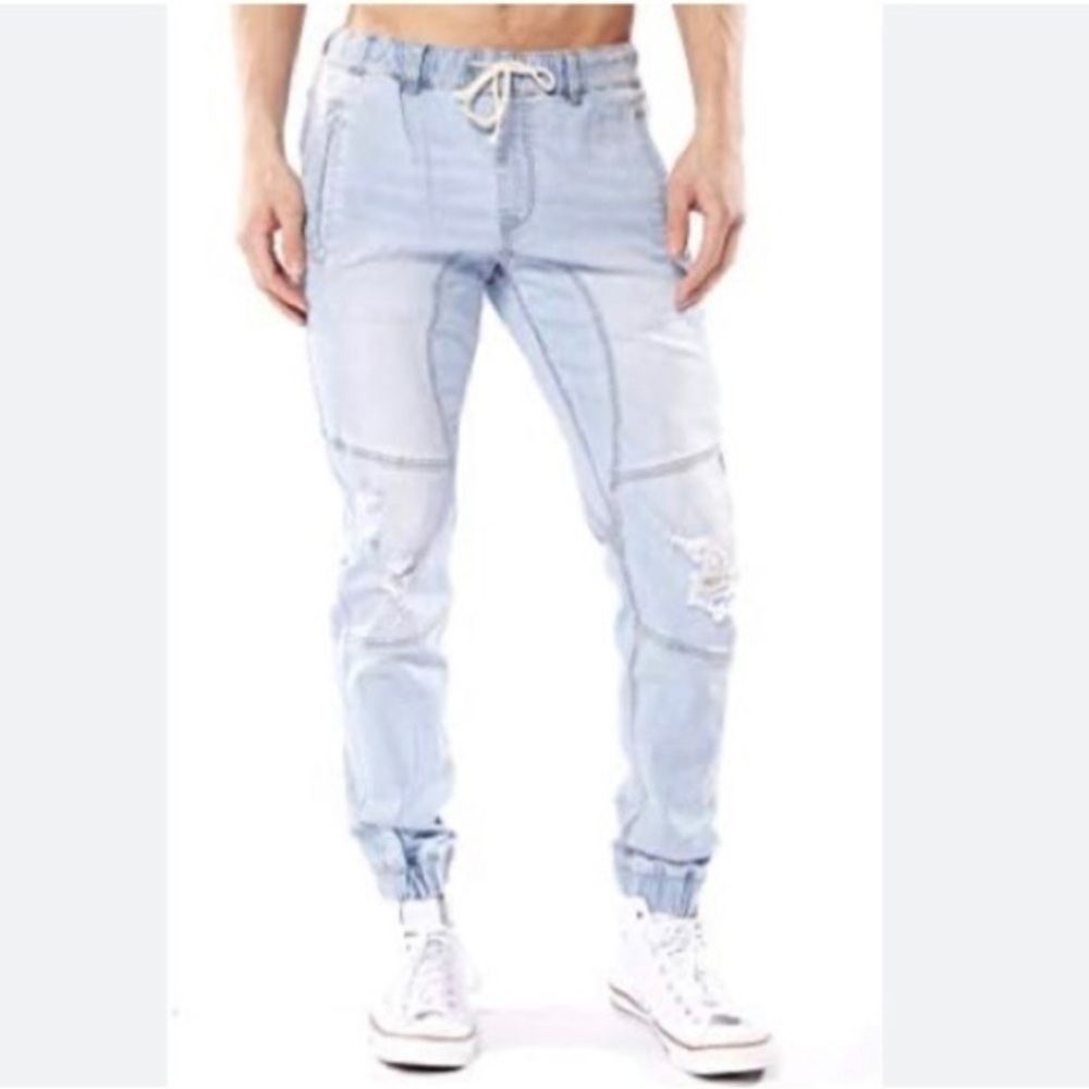 Jeaniologie Dnm. Works Mens Med Blue HENDRIX-IVE Jogger Pants - Size L (32)